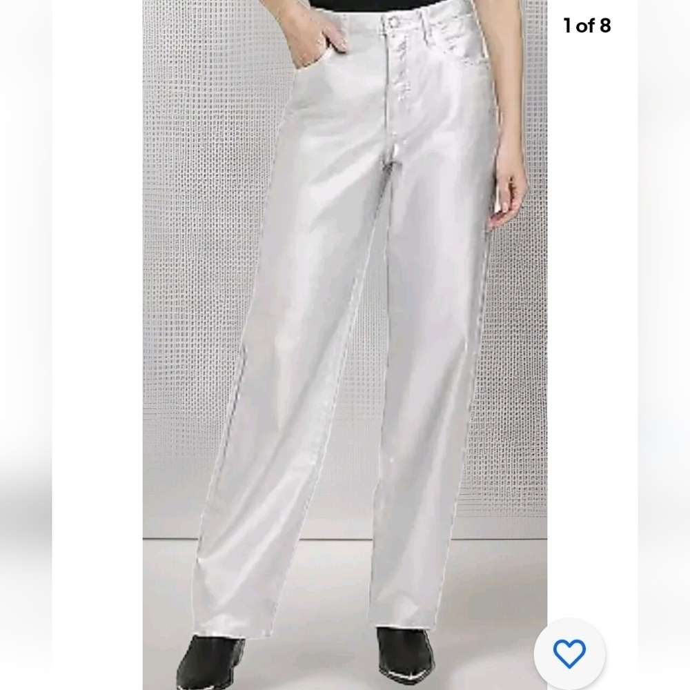 Universal Thread Women's 11" Rise 90's Metallic Silver Baggy Jeans